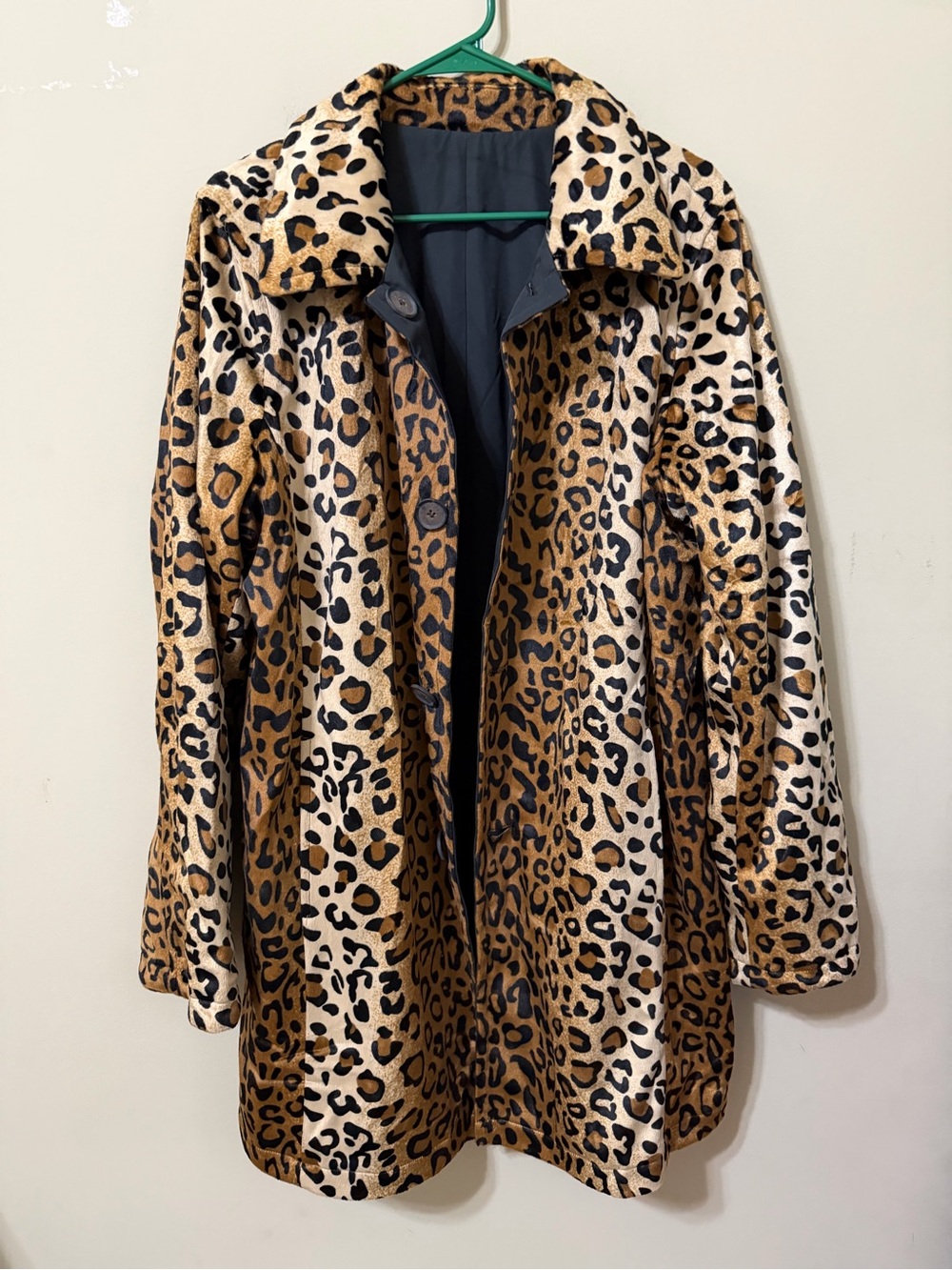 dennis basso Leopard Print Trench Coat reversible 1x plus euc mob wife retro euc